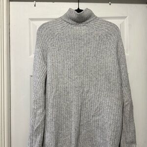 ABERCROMBIE & FITCH S Gray Wool-Blend Mock Neck Sweater with Zipper Details